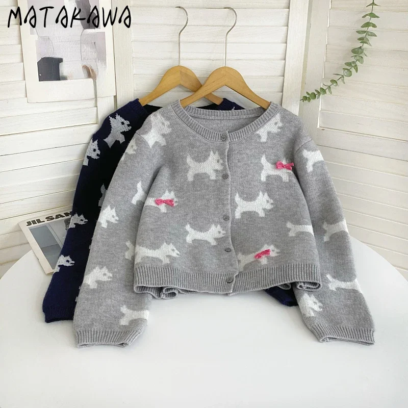 

Matakawa Animals Women Sweaters Sweet Autumn Winter Vintage Korean Fashion Cardigans Basics Casual Warm Sueteres Mujer