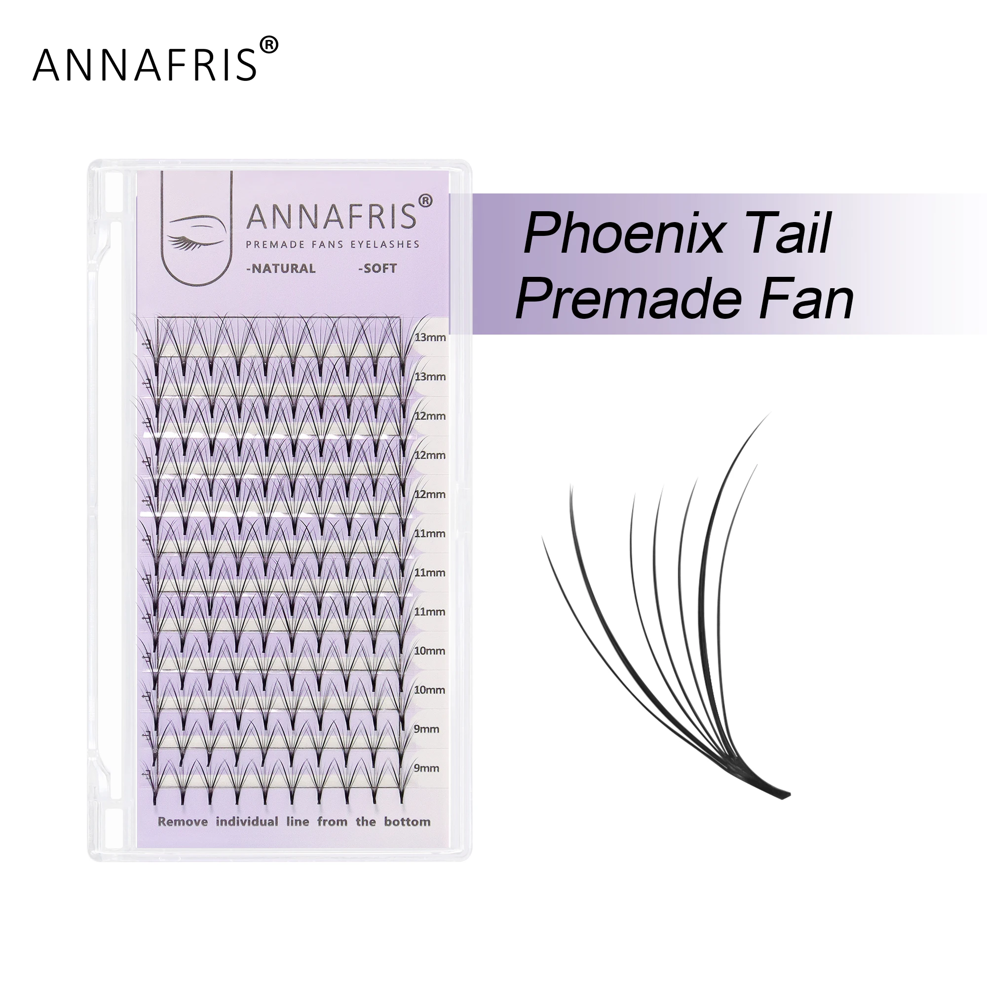 ANNAFRIS Wimpern Vorgefertigte Volumenfächer mit spitzer Basis Russisches Volumen Professionelle Wimpernverlängerungen Faux Mink Phoenix Tail Lashes