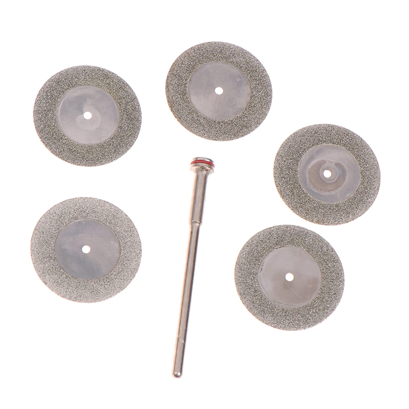 Ferramenta de corte dupla face Grit Disco, Dental Lab Diamond Discs, diâmetro 22mm, espessura 0.25mm, 1 Mandris, 5Pcs, Set