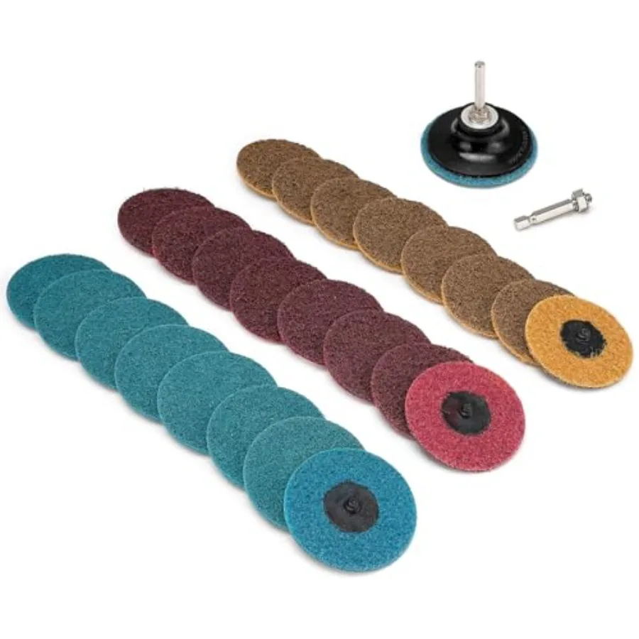 

25Pcs 3 inch Roloc Sanding Discs Set Fine Medium Coarse Grit Discs Surface Conditioning Discs R-Type Quick Change Disc with 1/4