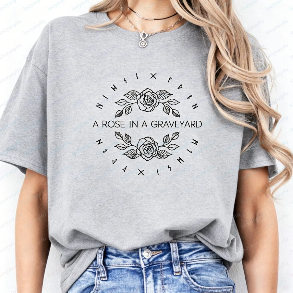 Manacled Book Shirt Dramione Fanfic Rose Graveyard Design Graphic T Shirts Y2k Top Harajuku Women Clothes High Quality Cotton
