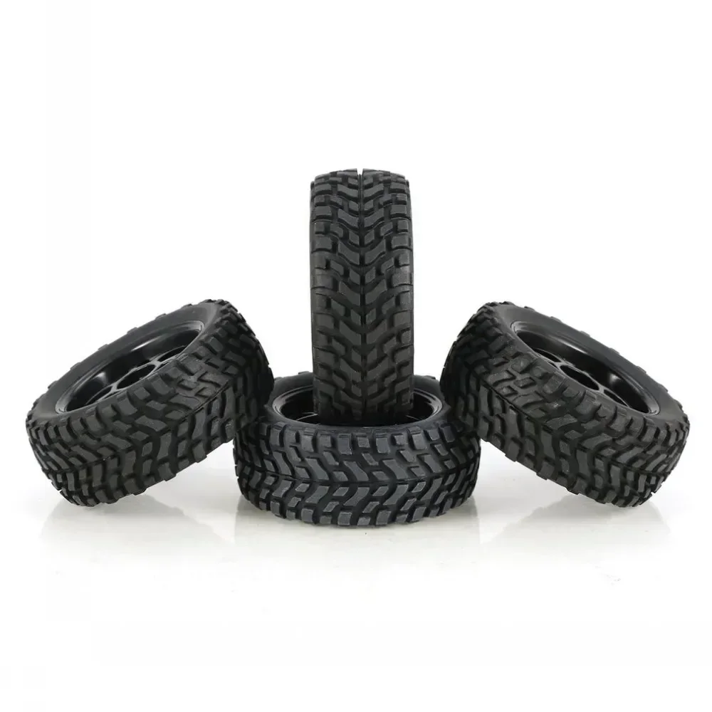 ยางล้อรถออฟโรดแบบยางรัด 75 มม. 4 ชิ้น พร้อมล้อแม็กซ์และยางแบบหกเหลี่ยม สำหรับรถบังคับวิทยุ MN99S HSP HPI Wltoys 144001