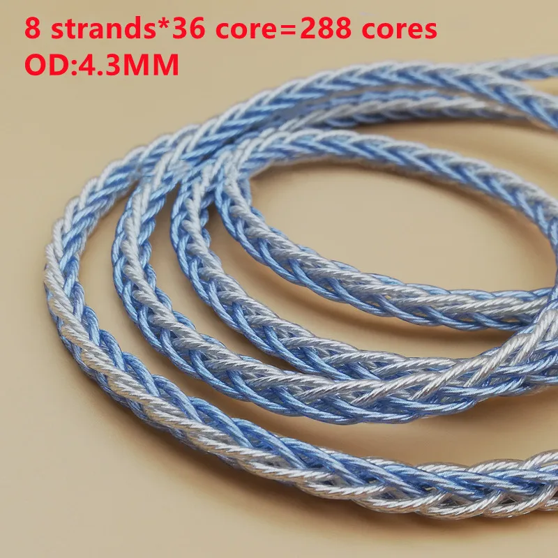8 fios único cristal de cobre azul prata misturada 288 núcleo cabo de atualização