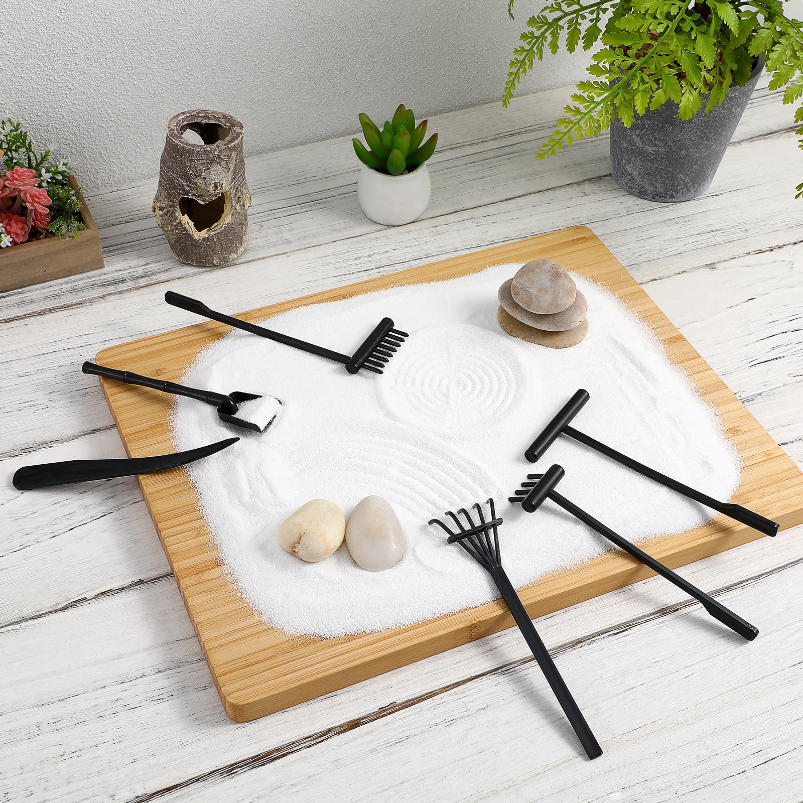 6Pcs Mini Zen Garden Rake Set Plastic Sand Table Tools for Home Office Desktop Ornament Zen Garden Rake Tiny Rakes,