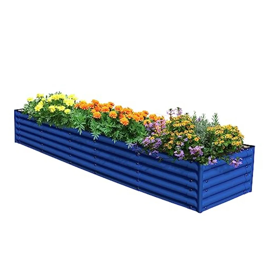Outdoor gardening metal raised planter box for vegetables and flowers: 17 tall, 4-in-1 U-shape, rectangle, L-shape, galvanized