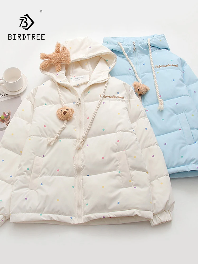 

Новая осенняя стеганая куртка 2025, женская куртка в горошек с капюшоном, Mori Girl Fashion Sweet OL, теплая свободная верхняя одежда для поездок на работу, зима C5O059CC