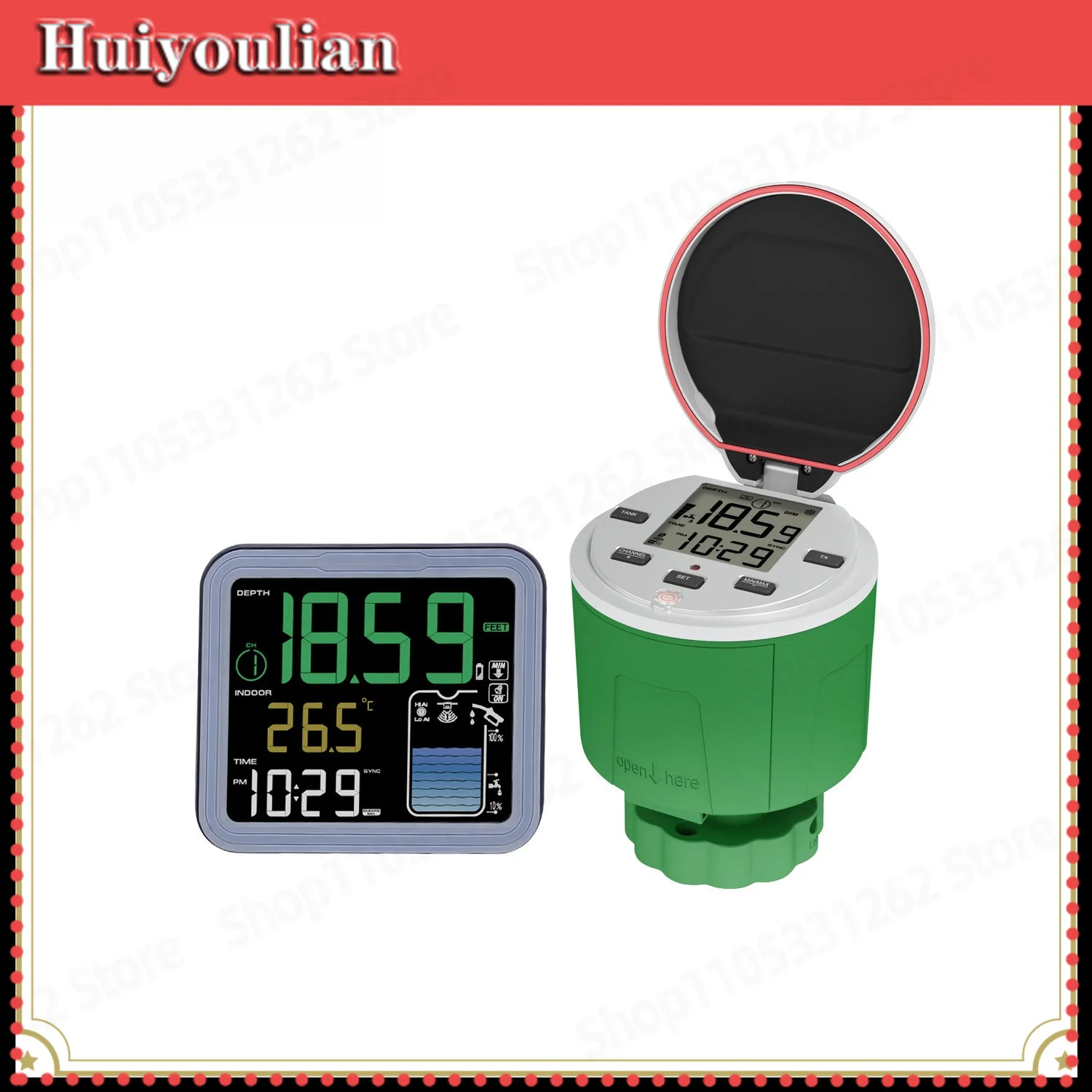 Solar Ultrasonic Water Level Monitor 150m, IP68 Submersible Liquid Level Sensor with Digital Display for Tank Well