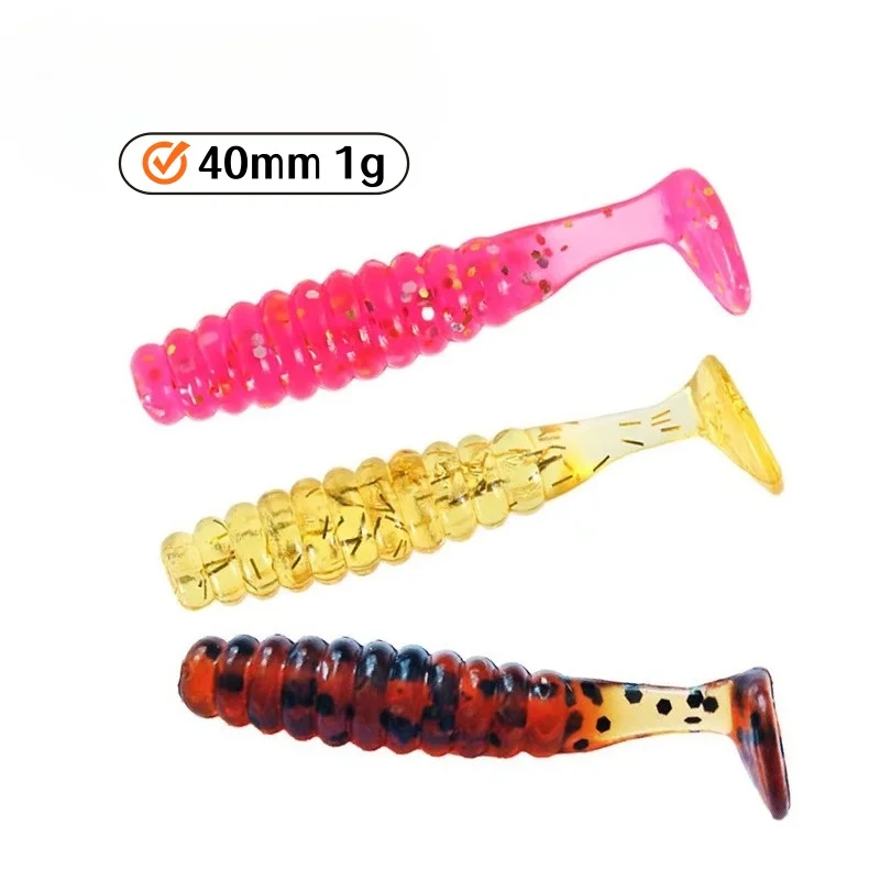 

Swolfy 100Pcs/lot 4cm 1g Wobblers mini Fishing Soft Lures Rubber Soft Baits Soft Worm Artificial Baits Bass Silicone Fish
