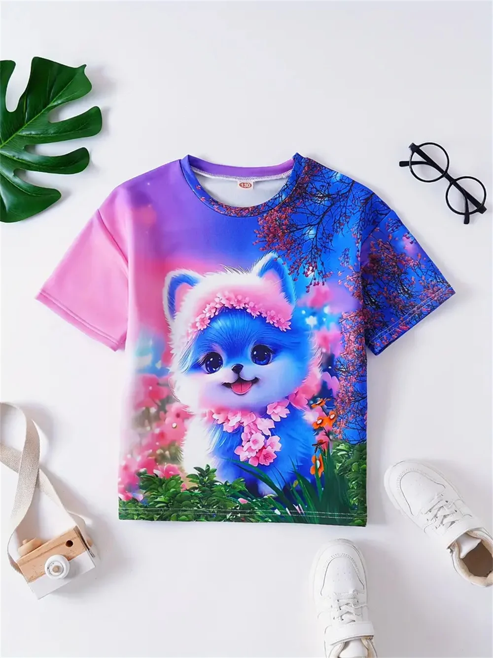 Nieuwe Grappige Dieren Kat 3d Print Meisjes T-shirts Party Mode Korte Mouwen Tops Tee 2025 Casual T-shirts Meisjeskleding