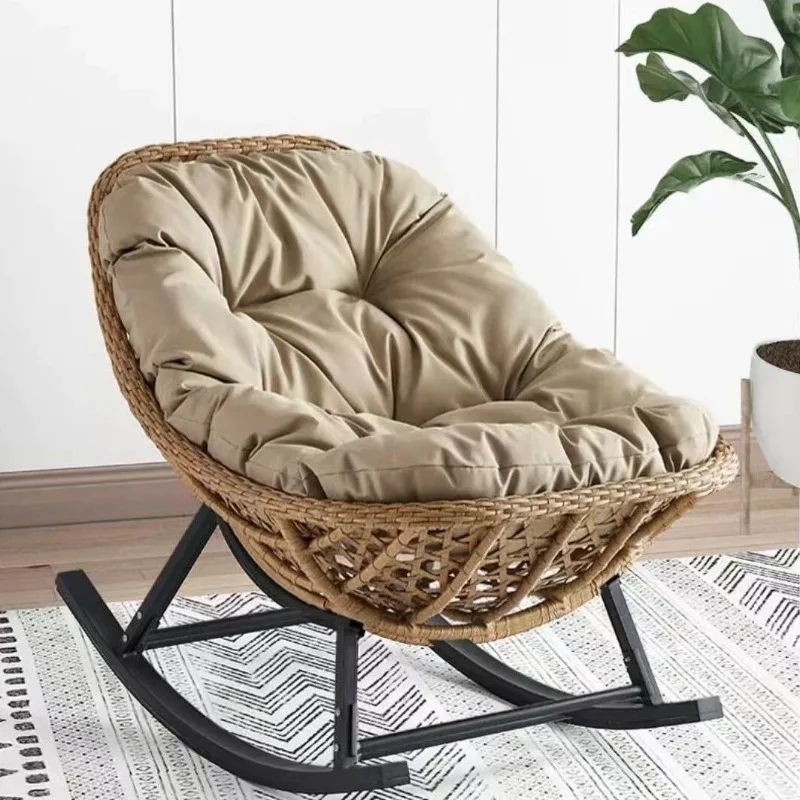 

Garden Balcony Rocking Chair Outdoor Leisure Single Lounge Chairs Rattan Art Bed Outdoor Garden Lazy Chairs