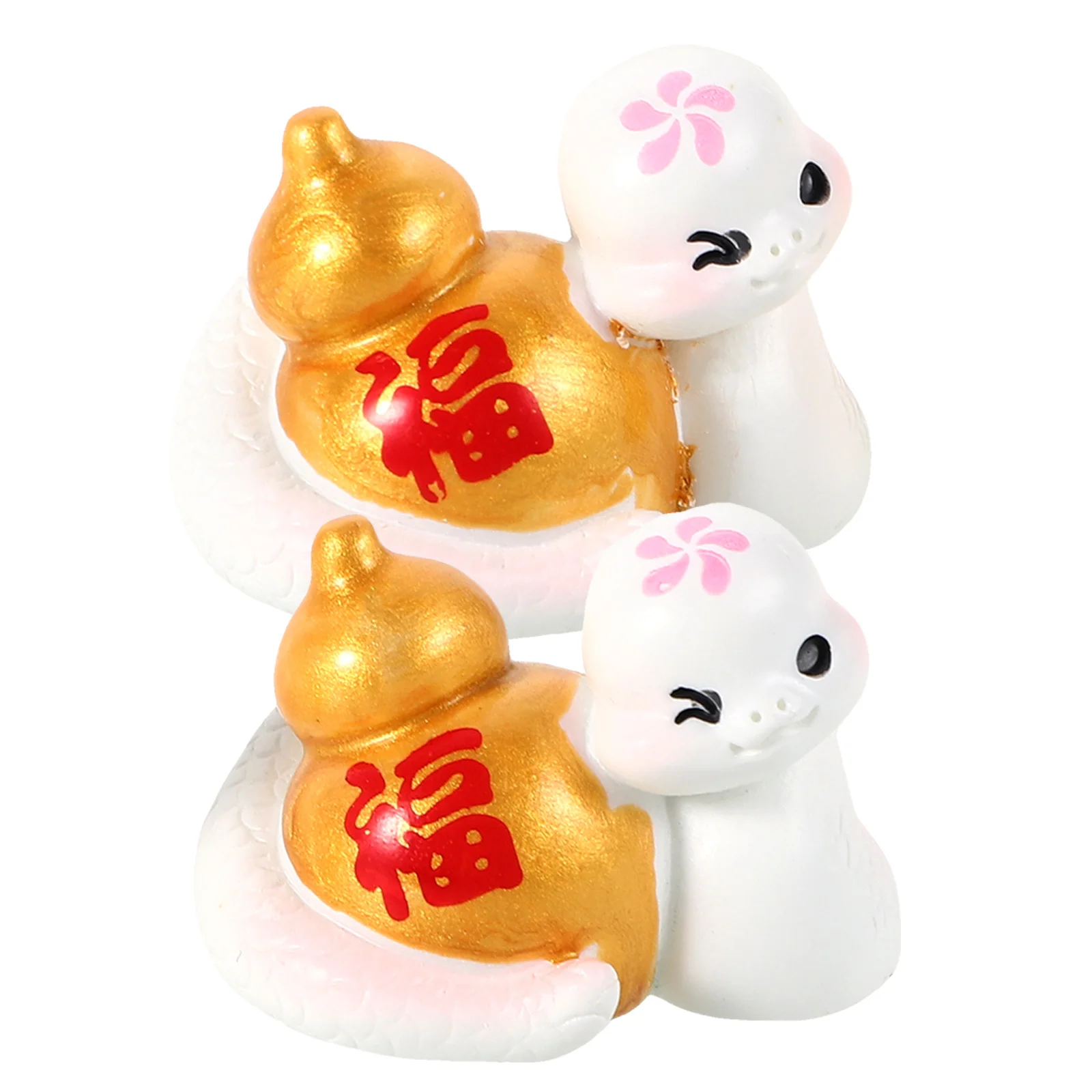 

2Pcs Year of The Snake Resin Sculpture 2025 Chinese New Year Snake Decoration Feng Shui Car Dashboard Desktop Ornament