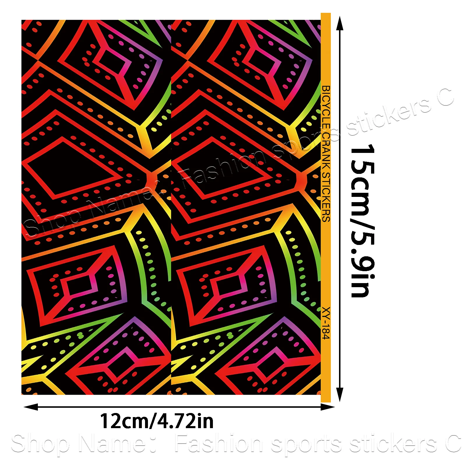 1Pair Color Tribal Geometric Bike Crank Stickers, Waterproof Scratch-Resistant Decals for Road Bike Crank Decor, Holiday Gift