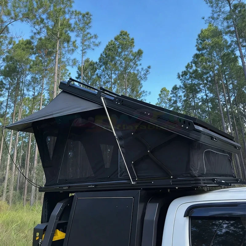 High Quality Waterproof Aluminum Hard Shell Triangle Car Roof Tent With Solar Panel Offroad Camping Shelter