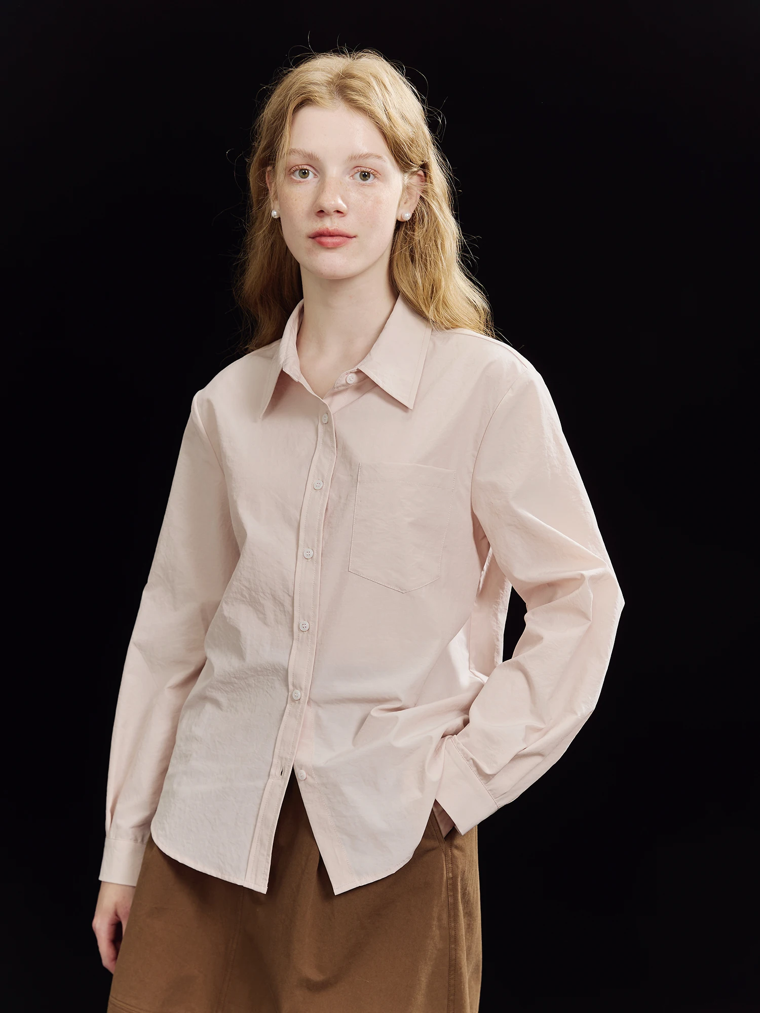 

Willbewell Premium White Enhancing Long Sve Women's irt Autumn New Arrival Casual Sle Loose Fit Cotton Polyester Blend