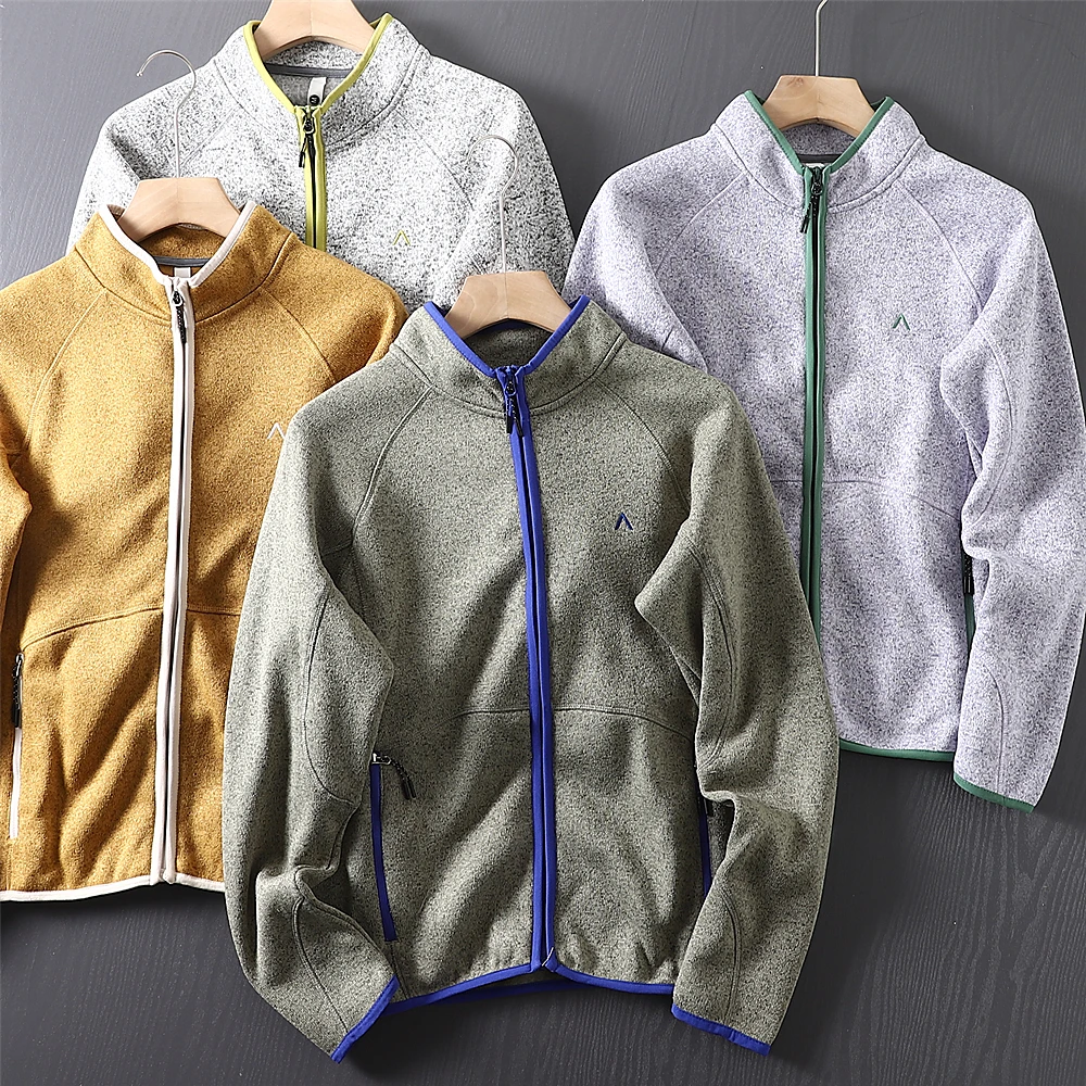 

3D Tailored Knitted Jaet Autumn Winter Men's Warm Fce Floral Silk Jaet Stand Fit Long Sve Zipper Closure Youth Coat