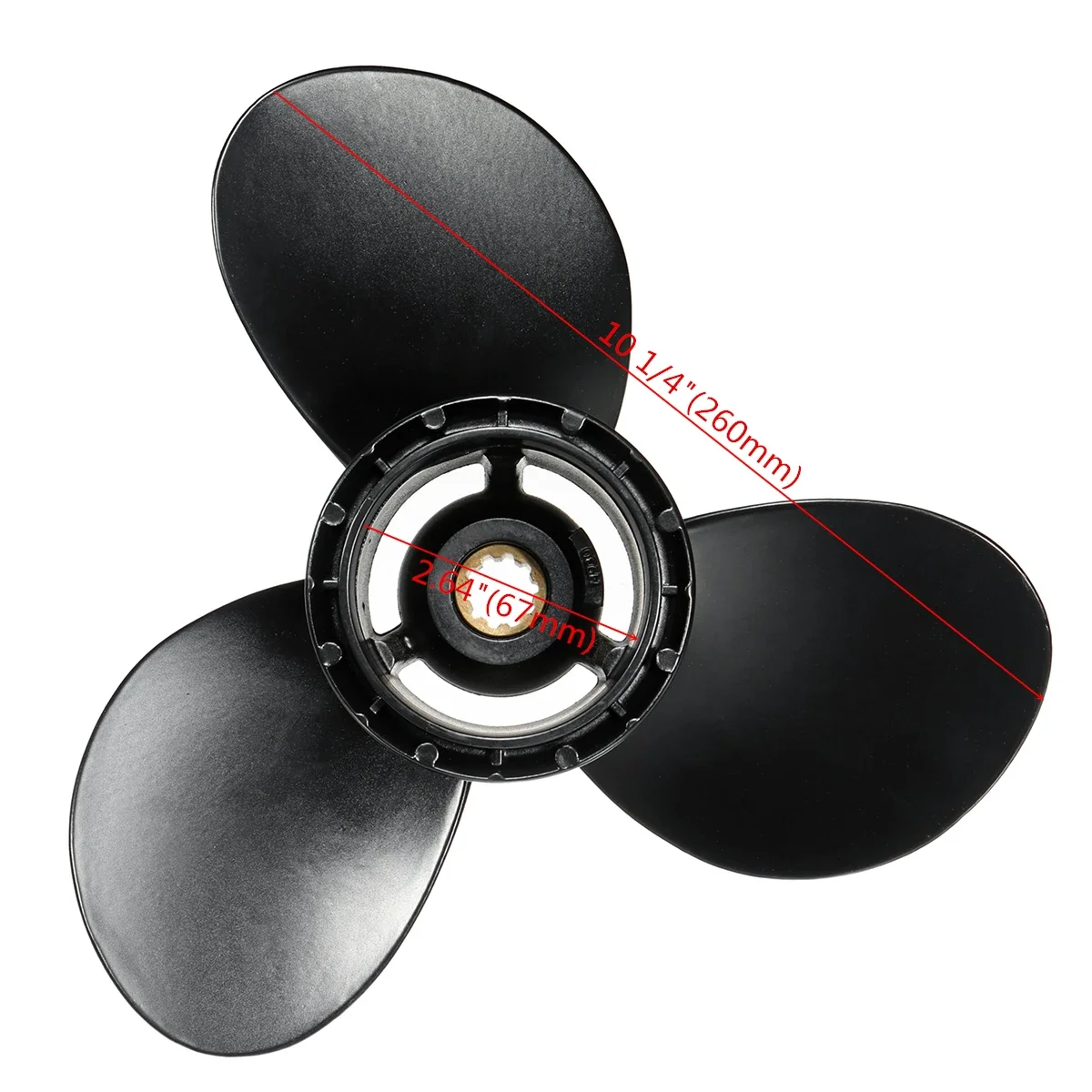 

Aluminum Boat Outboard Propeller 10 Spline Tooths R Rotation 3 Blades Black For Suzuki 20-30HP 58100-96420-019 10 1/4 x 11