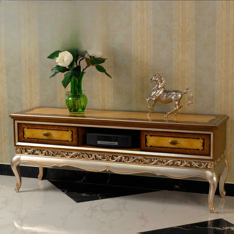 French mahogany TV cabinet Floor cabinet Neoclassical villa audio-visual cabinet Large apartment luxury furniture