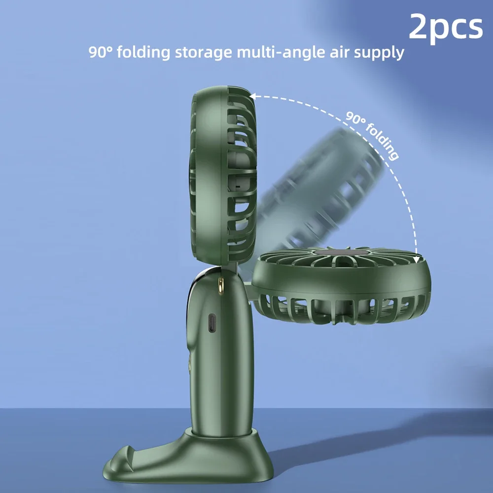 مروحة صغيرة محمولة مع 6 سرعات، تصميم USB قابل لإعادة الشحن وقابل للطي والمحمول، للاستخدام المزدوج كروحة مكتب ومروحة معلقة للرقبة #2