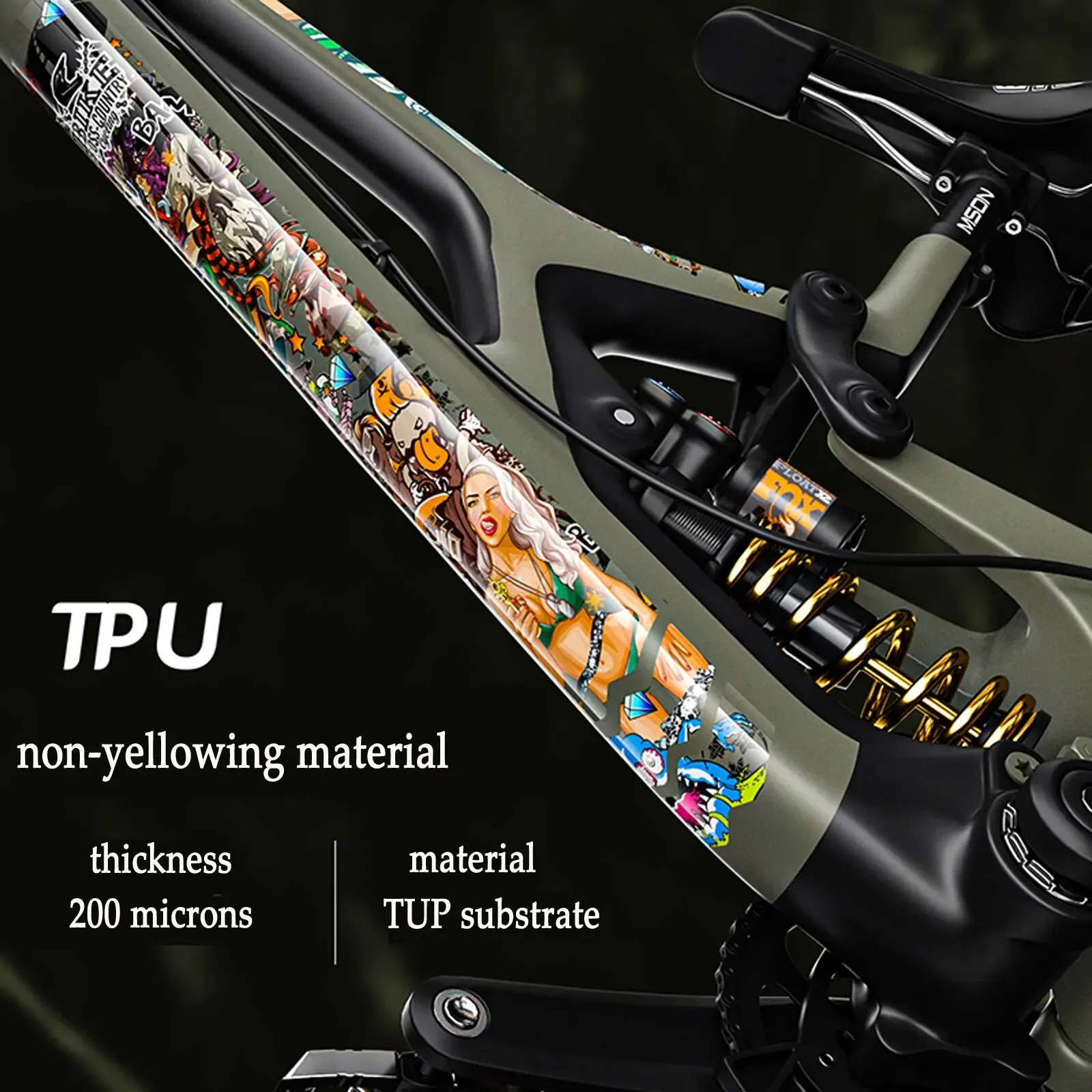 ENLEE Front Fork Decals Bicycle MTB Road Rock Shox PIKE Stickers Bike DIY Racing Cycling Protect Colorful Film Kit