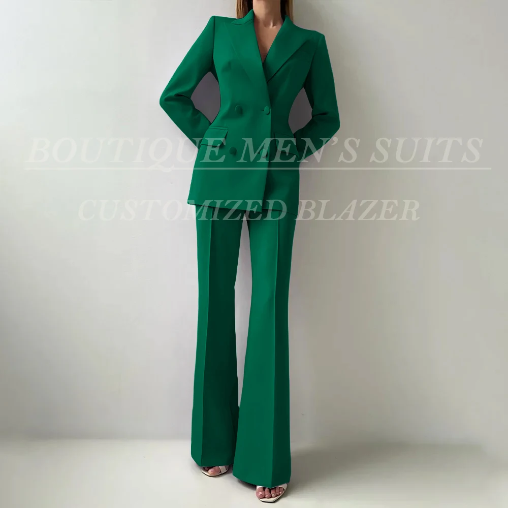 Luxury Women's Suits Customzied Solid Color Double Breasted Slim Fit Blazer Formal Party Female Clothing 2 Piece Jacket Pants
