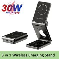 Foldable Fast Charging Station Metal 3 in 1 Magnetic Wireless Charger Stand For iPhone 12-16 Pro Max Samsung Watch Samsung