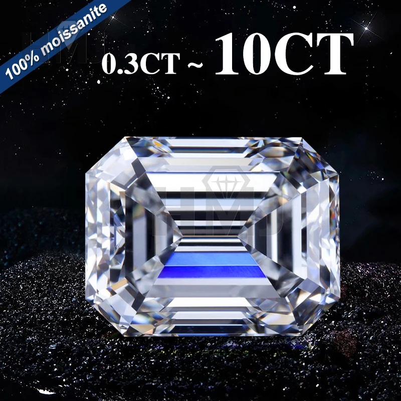 Moissanite Stone Emerald Cut D Color VVS1 Wholesale Pricewith GRA Certificate 0.5ct-10ct Gemstones Diy  Jewelry Beads