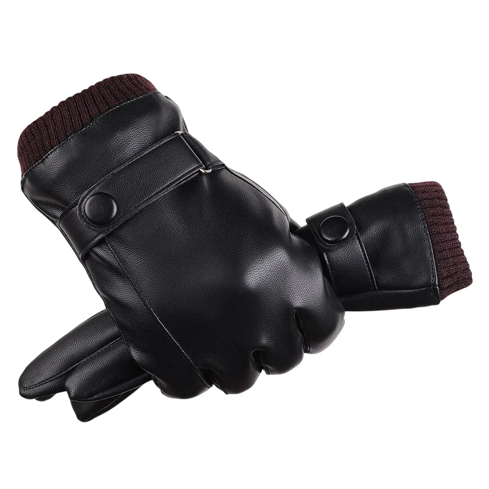 Men Winter Gloves PU Leather Waterproof Touchscreen Texting Lined Soft for Riding