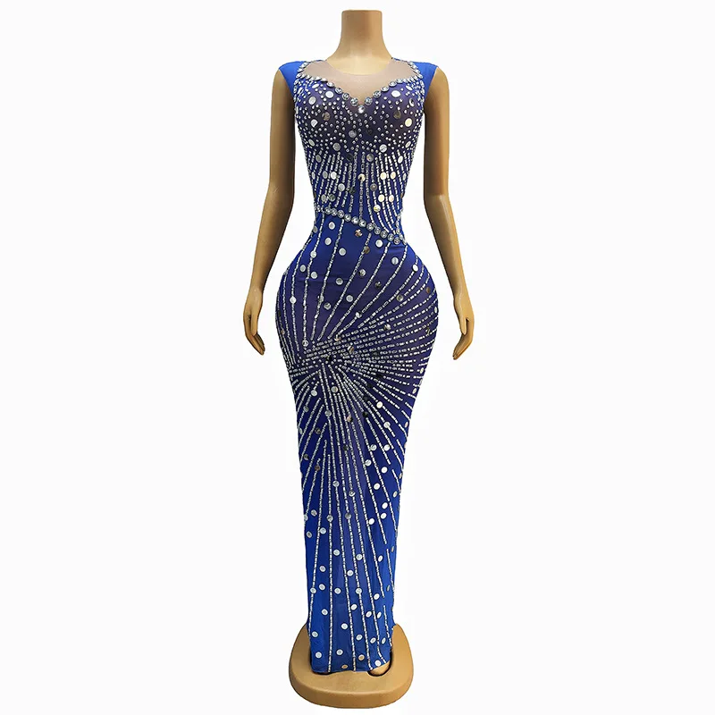 Fashion Sleeveless Long Red Carpet Dress - Fine Flash Small Diamond Pattern, Design Sense Women Dresses For Party And Wedding