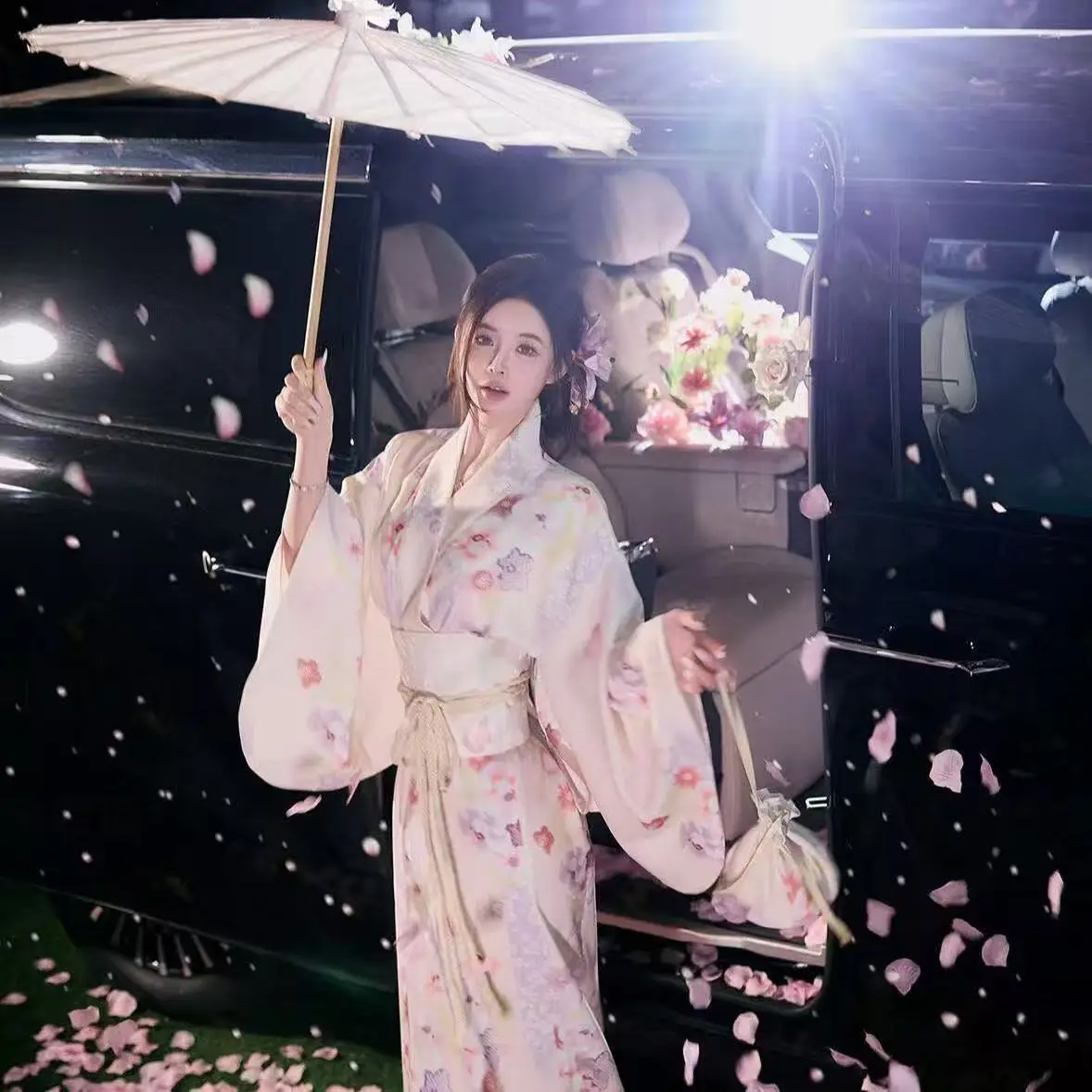 

Kawaii Cherry Series Kimono Women's Traditional Japanese Yukata Dress Carnival Event Cosplay Costume Spring Summer Travel Robe