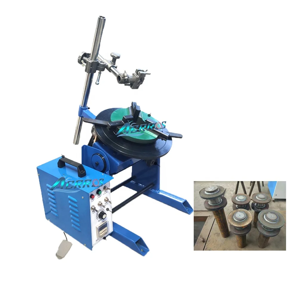Pneumatic Tailstock Automatic Rotate Welding Positioner, Chuck 300mm 100kg Welding Turntable