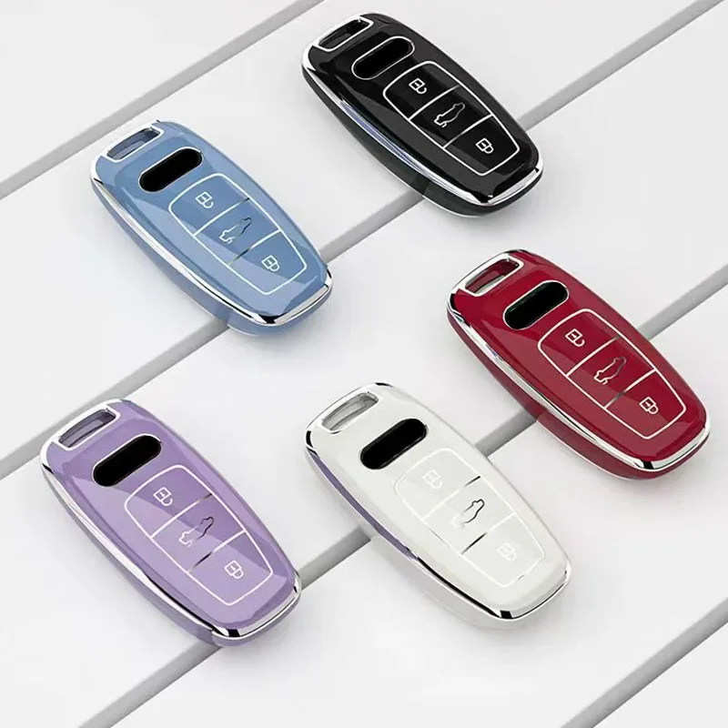 Soft TPU Car Remote Key Case Cover Protection Shell Fob For Audi A3 A4 B9 A6 A7 4K A8 E-tron Q5 Q8 C8 D5 SQ8 Car Accessories