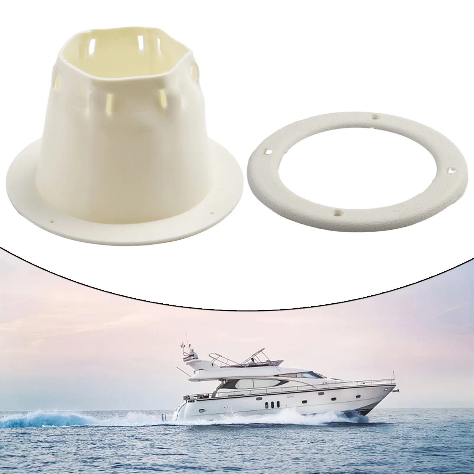1pc 120mm Dia Boat Cable Boot White Plastic Marine Transom Boat Steering Cable Boot Motorwell With Wire 4 Holes Easy To Use