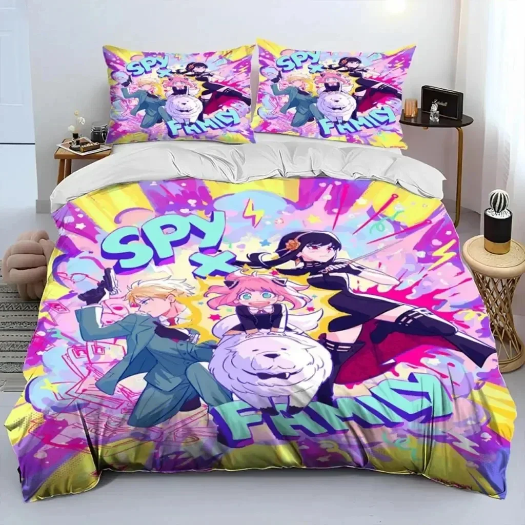 Anime SPY×FAMILY Anya Bedding Set Boys Girls Twin Queen Size Duvet Cover Pillowcase Bed Kids Adult Fashion Home Textile