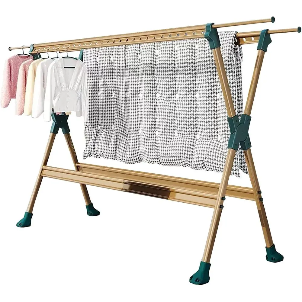 

Collapsible Laundry Drying Rack, 60KG Capacity, Sturdy and Practical for Home Use (Gold)