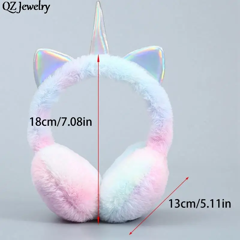 Cute Unicorn Earmuff Headphones Lovely Unicorn Ears Warmer Plush Earflap Winter Fluffy Ear Cover for Women Kids Headband Gifts