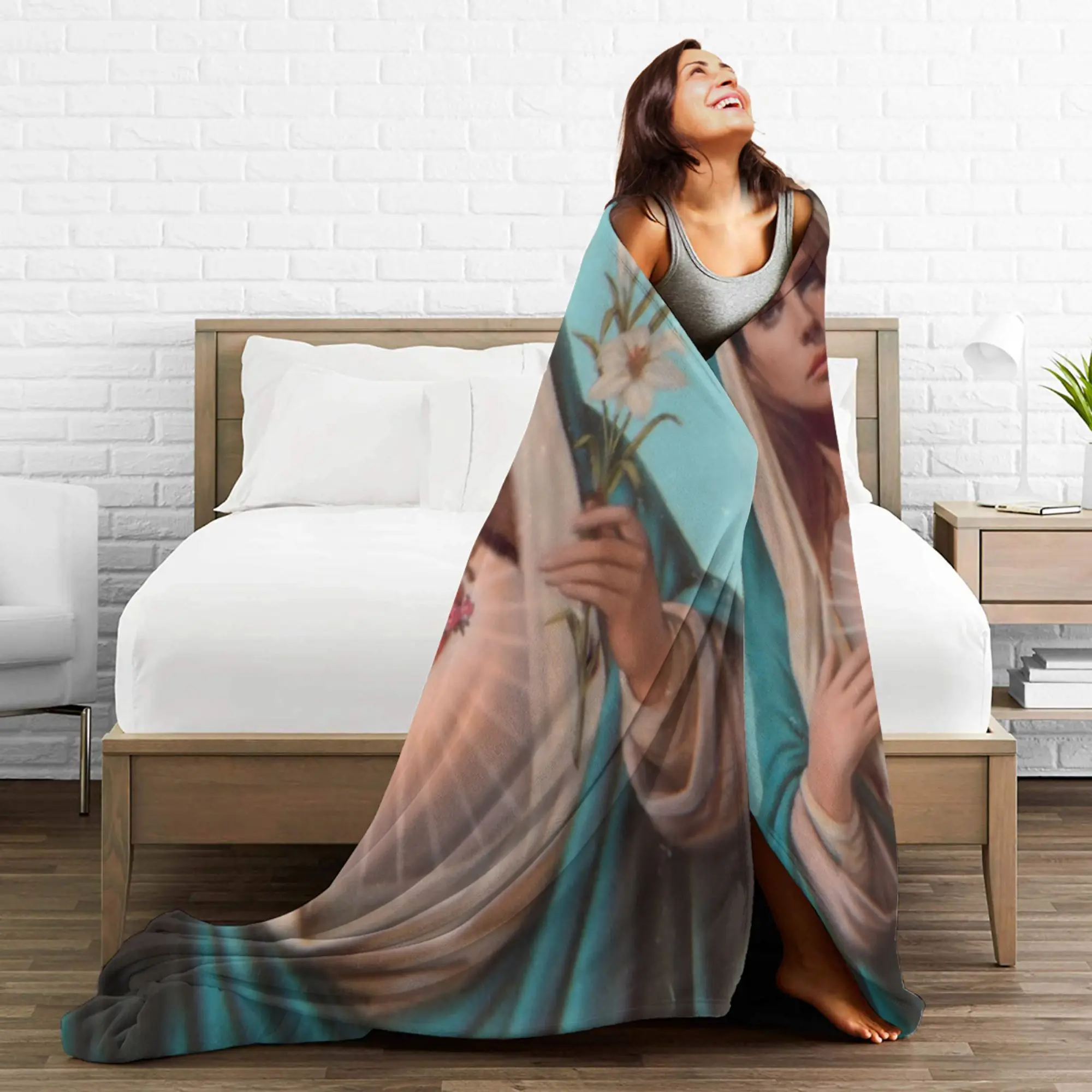 Lana Del Rey Ldr طباعة البطانيات الدافئة الجدة أفخم الفراش يلقي لغرفة المعيشة السفر الفانيلا المفرش غطاء السرير