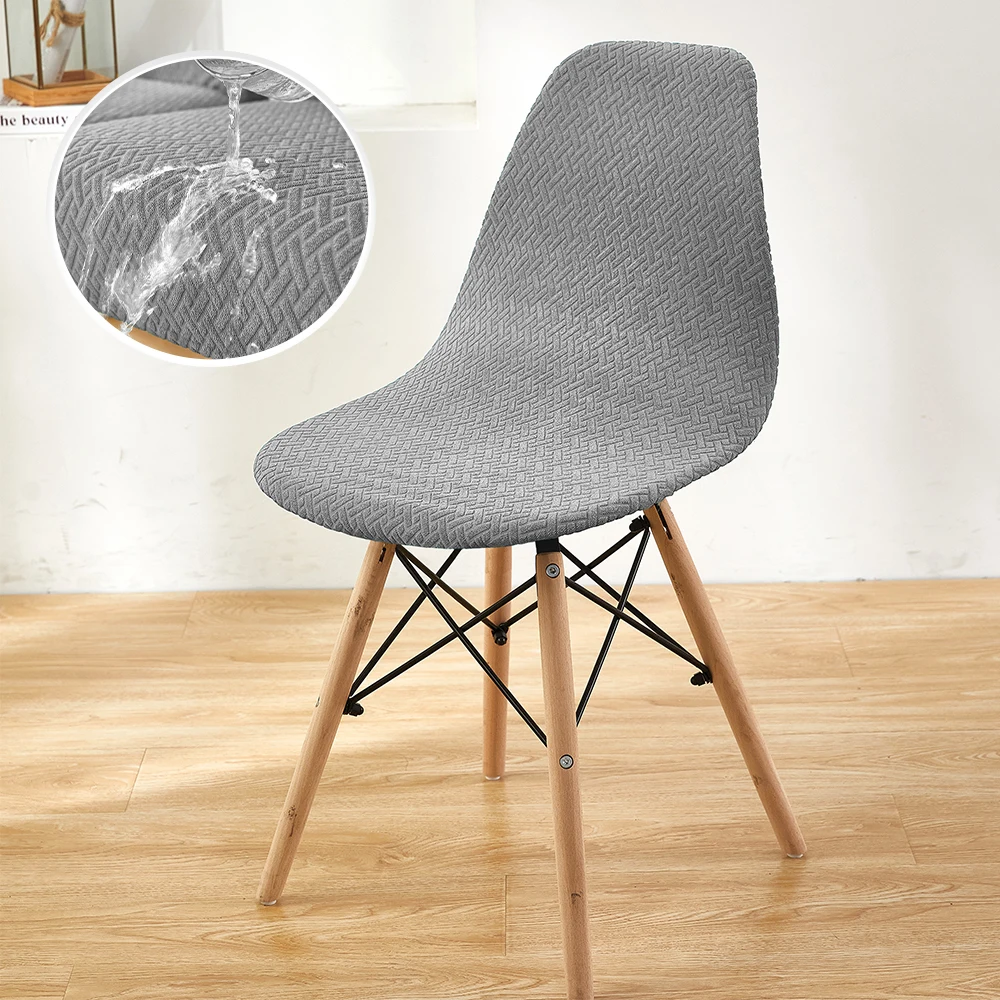 Waterproof Shell Chair Covers Jacquard Strechy Chair Seat Cover Anti-dust Soft Chair Protector Home Office Dining Room Plain 1PC