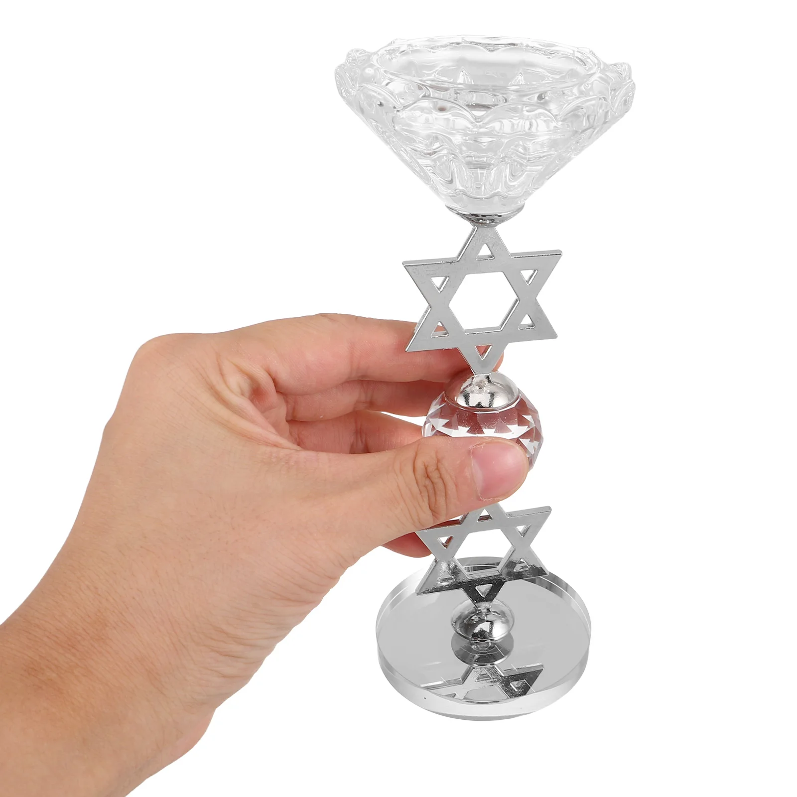 

Crystal Six Pointed Holder Vintage Hanukkah Candlestick Decor Festive Tabletop Ornament Candles Holders