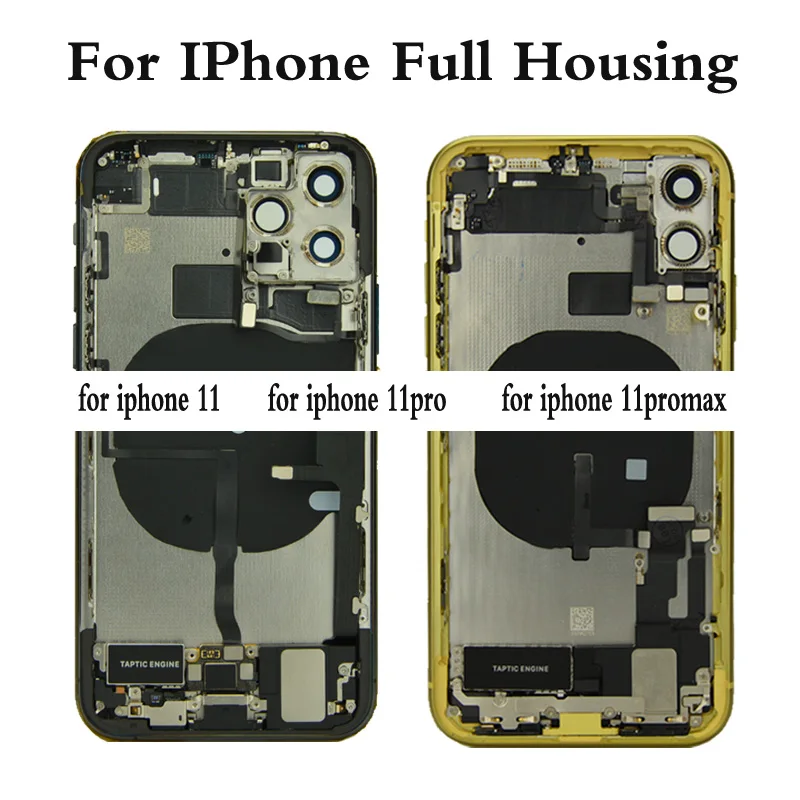 Full Housing For iPhone 11 Pro Max Back Glass Battery Cover Middle Frame Chassis with Flex Cable Rear Cover Assembly Replacement