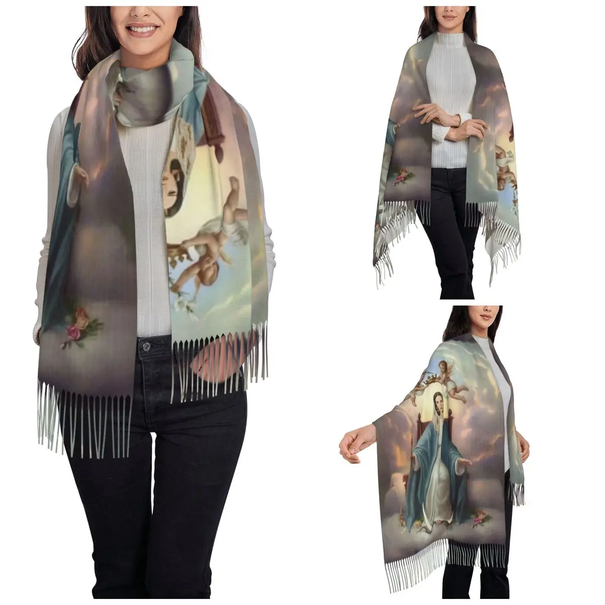 Our Mother Lana Del Rey Shawls Wraps Womens Warm Large Soft Scarf Vintage Angel Pashmina Shawl Scarves