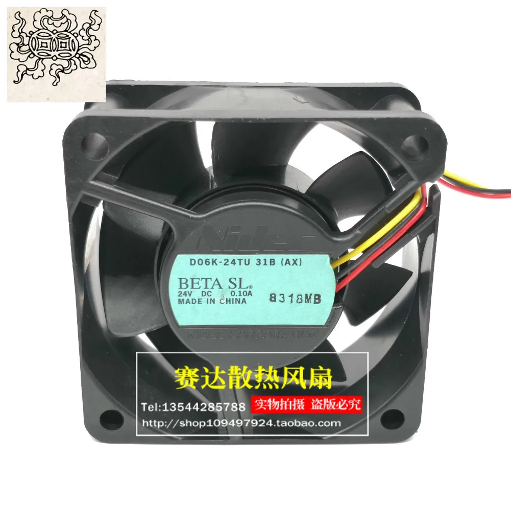 

Jinlingge For NIDEC 6025 24V 0.10A D06K-24TU 31B (AX) Cooling Fan 60*60*25mm