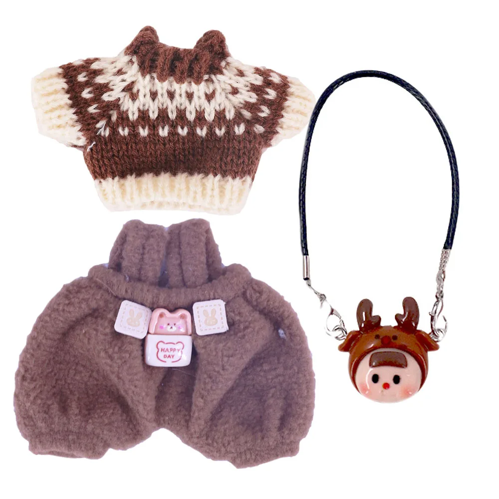 

3Pcs/set For labubu Clothes 17CM Doll Sweater Hooded Sweatshirt Jeans Mini Guitar Knitted Bag Accessories,Holiday Gifts Toys