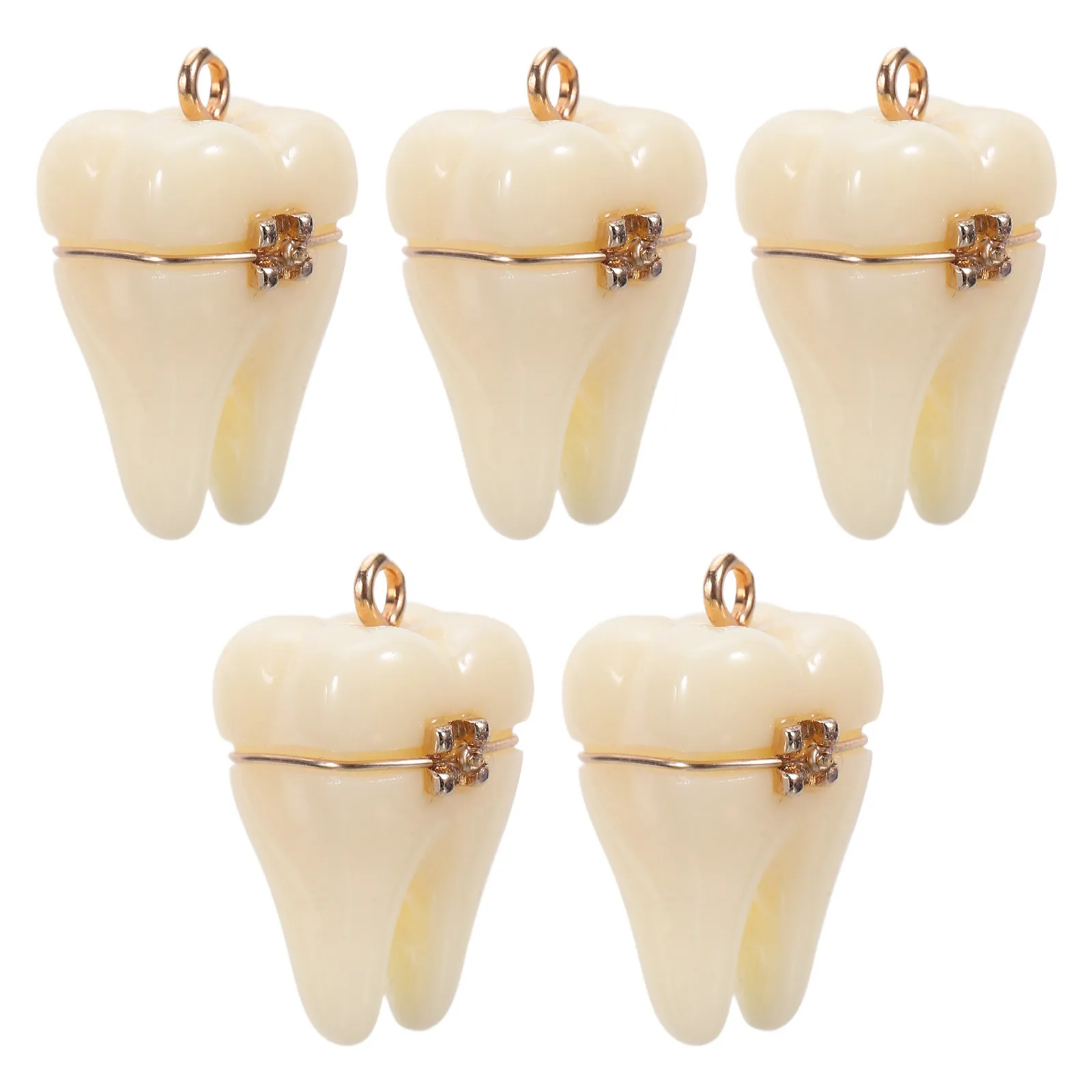 

5Pcs Resin Tooth Pendant with Braces Funny Realistic Dangle Charms for Necklace Bracelet Earrings DIY Craft Jewelry Findings