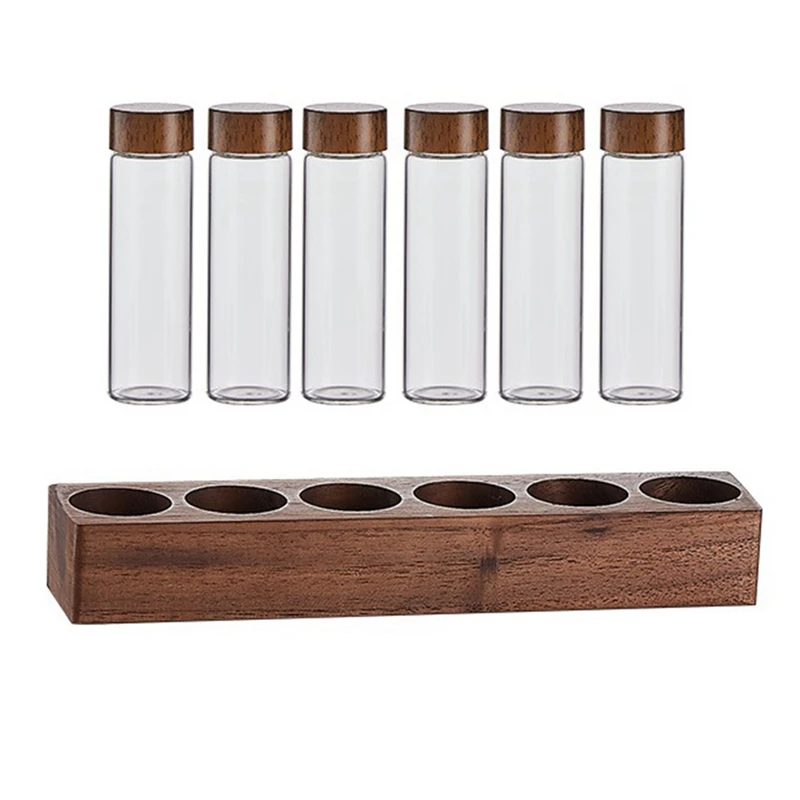 

Coffee Bean Storage Tubes Coffee Bean Cellar Wooden Display Stand And Funnel Espresso Supplies