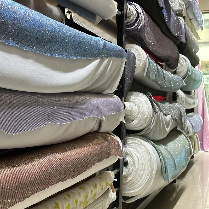 Colorful Glitter Fabric By The Meter for Wedding Decoration Costume Fashion Design Diy Sewing Cloth Soft Shiny Textile Gold Pink