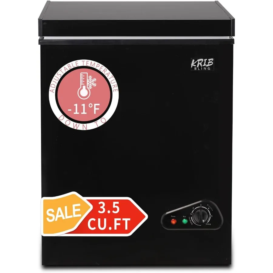 Congelador horizontal compacto de 3,5 pies cúbicos con cesta extraíble, puerta superior, congelador independiente abierto con 7 velocidades de temperatura Adj