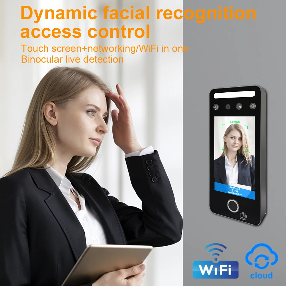 Wifi Fingerprint Face Recognition Access Control Dynamic Facial Detection Door Lock Attendance Machine Free Software TCP/IP USB