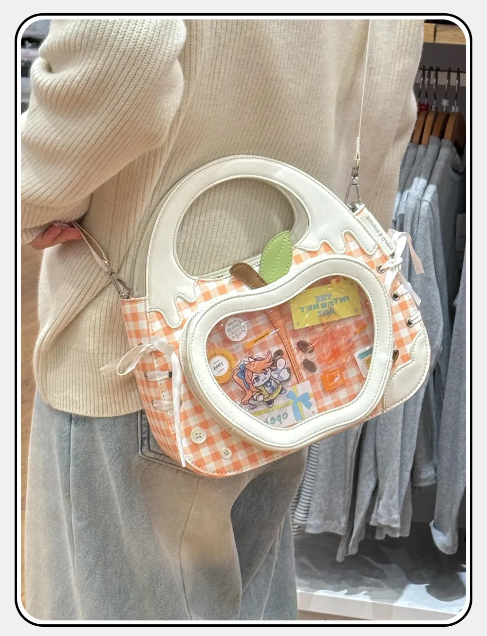 Japanese Original Cute Sweet Cartoon Apple Shape Shoulder Messenger Bag Student Soft Girl Commuting Large Capacity Lta Bag Women