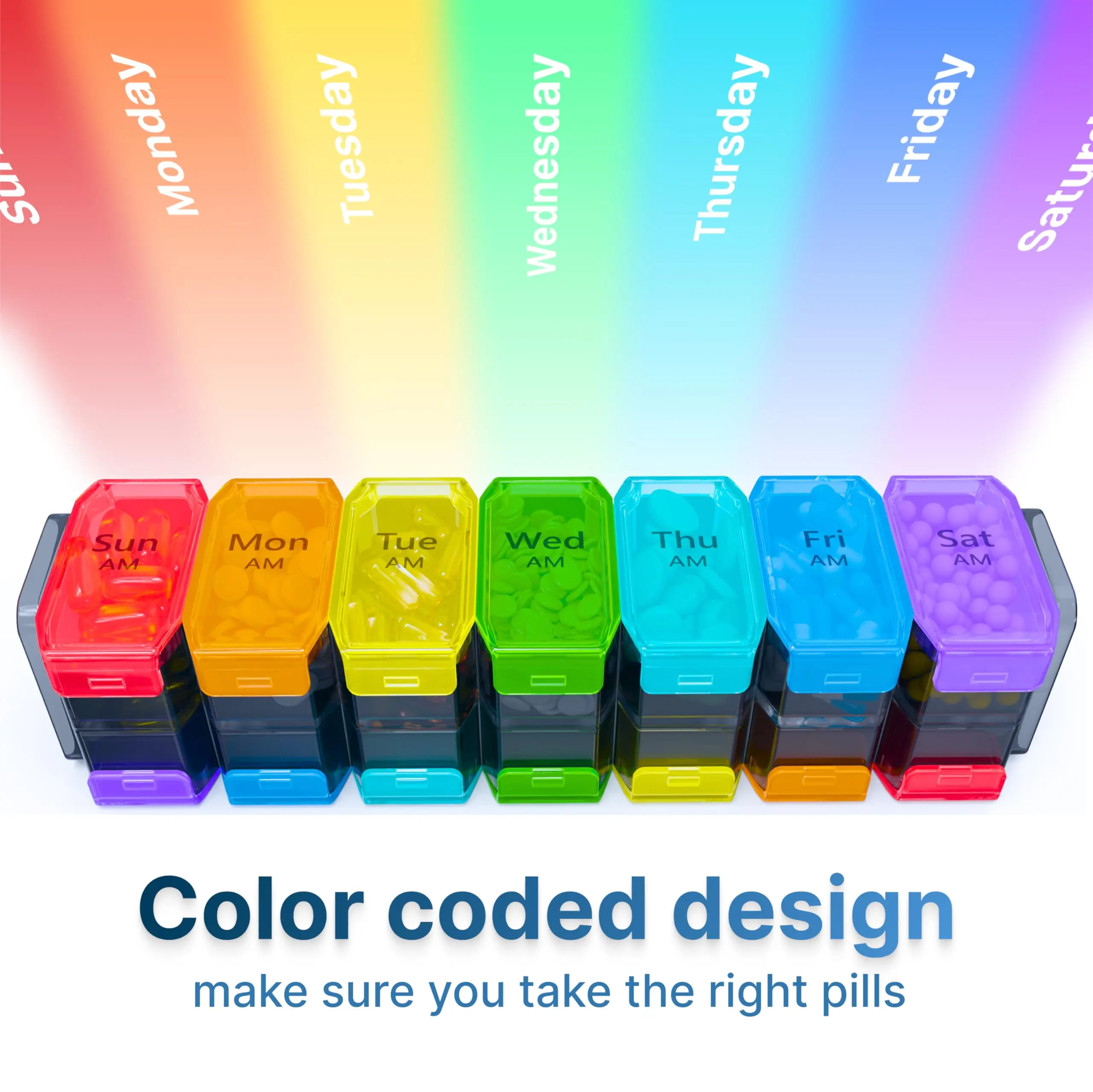 Extra Large Weekly Pill Organizer 2 Times a Day - Xl Pill Case Am Pm - Big Pill Box 7 Day Oversized Daily Vitamin Organizer