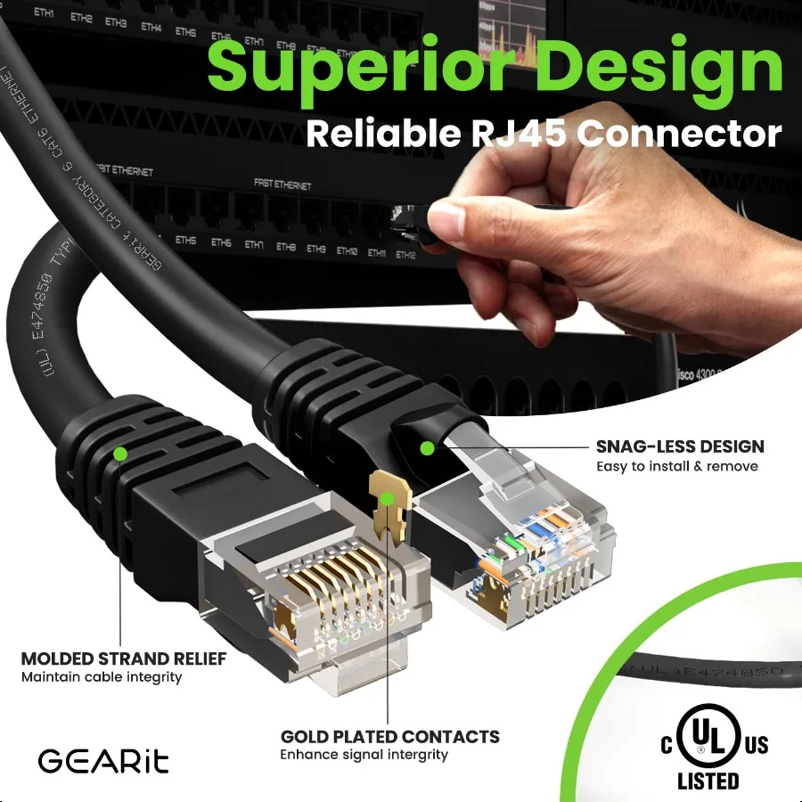 GEARit Cat 6 كابل إيثرنت حزمة 24 حزمة 1 قدم Cat6 إيثرنت التصحيح كابلات RJ45 شبكة التصحيح كابل 10 جيجابت في الثانية Snagl مطلية بالذهب Conne #4
